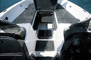 A massive rod locker is located in the center of the big front deck and comes with built-in tubes to organize rods.