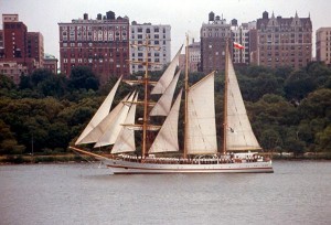 Iskra - Flag: Poland, Rig: Barquentine, Homeport: Gdynia, Poland, Sparred length: 161', Designer: Zygmunt Choren, Photo by Thad Koza, 2004