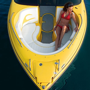 The bow-riding area is comfortable and secure.