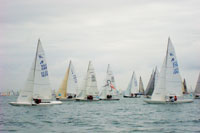The first start lines up. The Boats.com team started third.