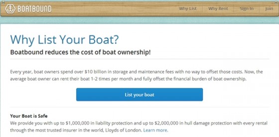 Boatbound provides "...up to $1,000,000 in liability protection and up to $2,000,000 in hull damage protection with every rental through the most trusted insurer in the world, Lloyds of London."