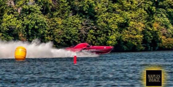 A turbine-powered 50-foot Mystic catamaran, My Way, ran to a record-setting 224 mph during the Shootout.
