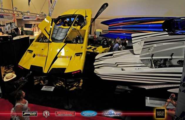 With this 48-foot Marine Technology, Inc., catamaran and special edition Lamborghini combo, owner Gino Gargiulo brought a dream to life. Photo by <A HREF="http://naplesimage.com">Jay Nichols/Naples Image.</A>