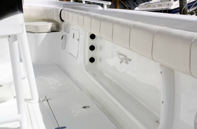 Rod stowage under both port and starboard gunwales is one of the many fishing-friendly features found on the 360 SCX.