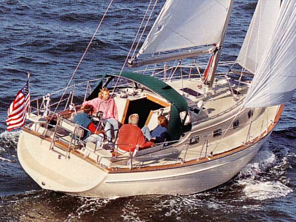 A photograph of the Island Packet 350 sailboat.