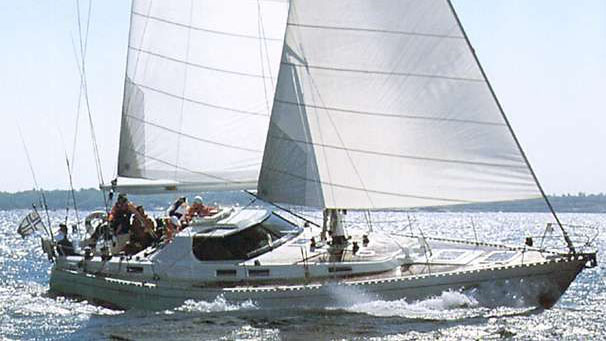 A photograph of the Jonmeri 48 sailboat.