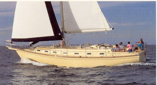 A photo of the Island Packet 45 sailboat underway.