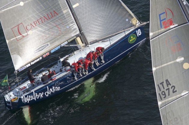 A Farr 40 powers upwind. 