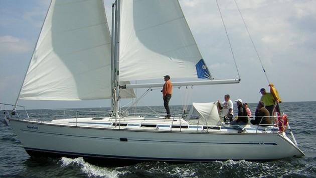 A photo of a Bavaria 42 sailboat.