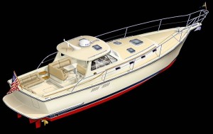 Both the forward and aft sections of the cockpit have L-shaped lounges.