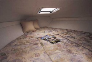 A cuddy cabin generally includes a V-berth for sleeping. (Photo courtesy Glastron)