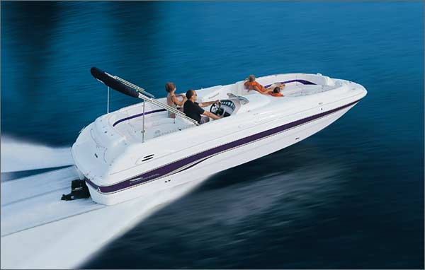 Deck boats maximize open space while retaining much of the recreational versatility of runabouts. (Photo courtesy Chaparral Boats)