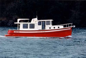 Displacment hulls, such as that of this 37-foot Nordic Tug, never actually come on plane. (Photo courtesy Nordic Tug)