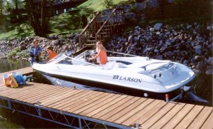 Boat owners lucky enough to live on waterways may have private slips, which can be equipped with boat lifts. (Photo courtesy Glastron)