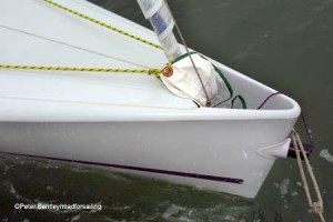 Clean bow profile and neat spinnaker chute 