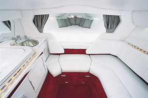 The installation of the suspended headliner and the cabin's marine-grade carpet was simply flawless.