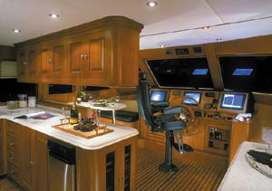 The galley area led to the helm station. 