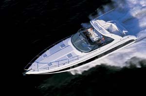 With 850 horsepower in the engine compartment, the 37-footer ran 58 mph in the Gulf of Mexico.