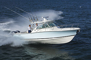 The 3480 Drummond Island Runner as well as the Sportfish are built on a remarkably fast and comfortably riding hull that Pursuit designed for its 3480 Center Console.