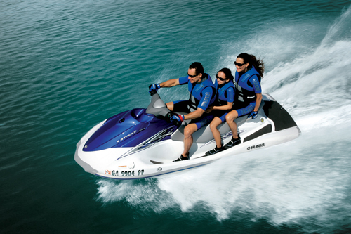 The cheapest new PWC money can buy, the $7,699 Yamaha WaveRunner VX offers room for three, but no reverse, mirrors or security system.