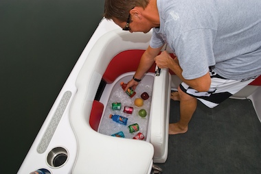 Cooler storage has easy access.