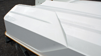 This step in the aft running surface of the GTX 155 hull reduces drag, thus improving efficiency and top speed.