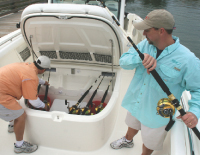 Built-in wells for fish and bait make the 370 a great fishing platform.