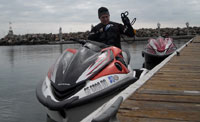 Nothing like boating in sunny California. Cool temperatures made a full wet suit and warm cap mandatory.