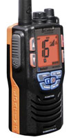 Cobra MR HH475 FLT BT, a new floating handheld VHF has Bluetooth, so you can use it as your phone.
