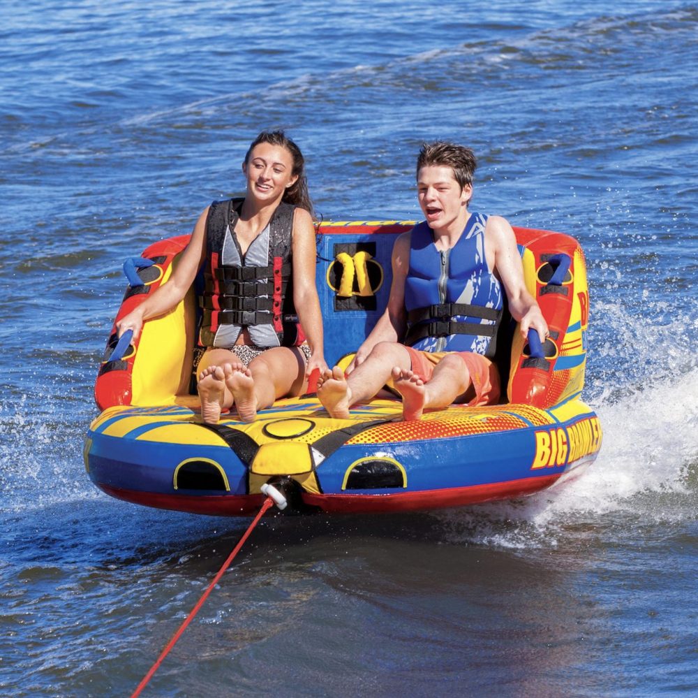 2 Person Towable Tube Pull Behind Boat Inflatable Ski Lake River Boating Kids 