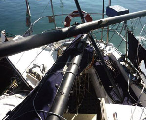 Intrepid's mast and rigging were left a crumpled mess.