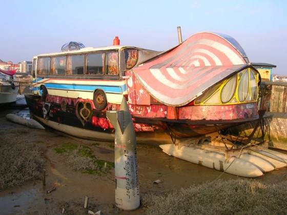 houseboat sitting in mud