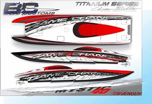 Chris Mills of Boat Customs created the “Game Changer” graphics for Borisch’s 40-footer.