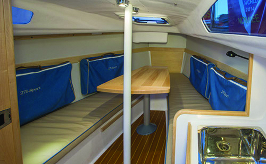 A photo of the V-berth on the Catalina 275 Sport. 