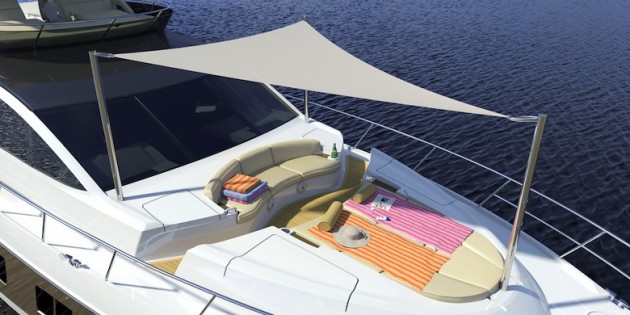 A photo of the Sea Ray L650's foredeck. 