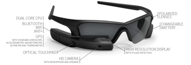 A photo of the Recon Jet smartglasses.