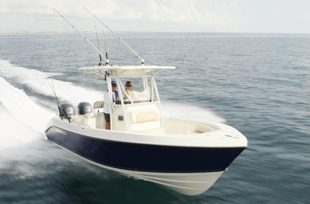 A running photo of the Cobia 256CC.