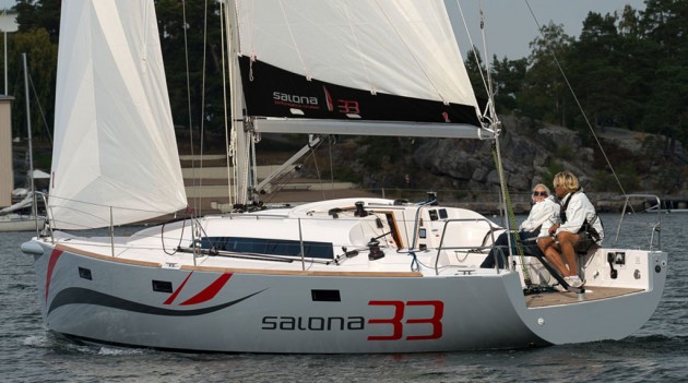 A photo of the Salona 33 underway.