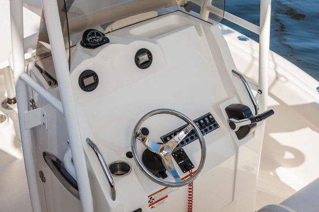 There's oodles of space for fish-finding gear on the Striper 200 CC's dash. Note the recessed area on the top of the console for keys, wallet, phone, etc. 