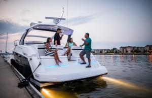 There's plenty of room on the 390 EC's swim platform, but I wish it was set a bit closer to the water. 
