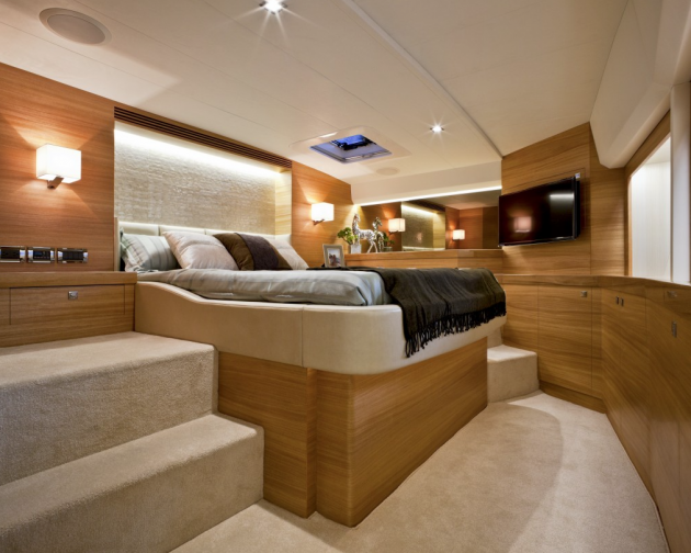 The master stateroom on the PC52 is a refuge away from it all.