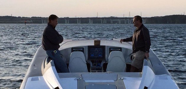 In a sign of the times, Mystic is releasing a luxury performance center-console and a smaller catamaran, shown here. Photo by Scott Sjogren/Pier 57 Marine.
