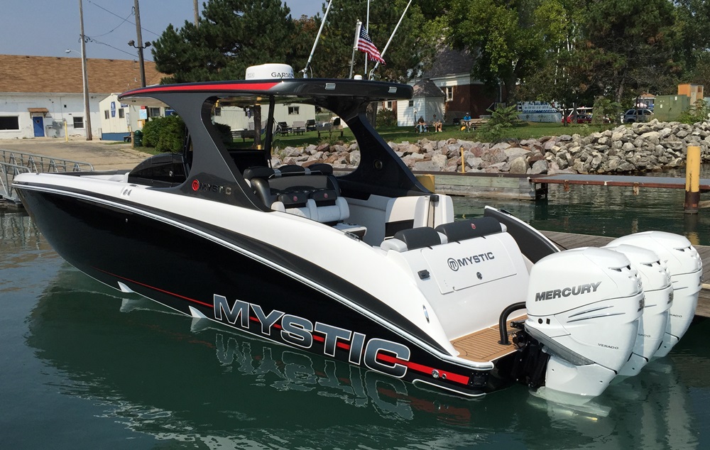 Triple or quad outboards are options for the boat.