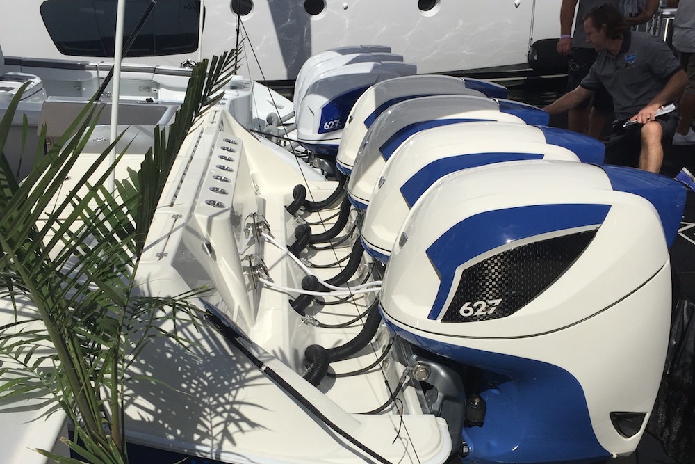 Seven Marine display at Ft. Lauderdale Boat Show with seven 627-hp engines