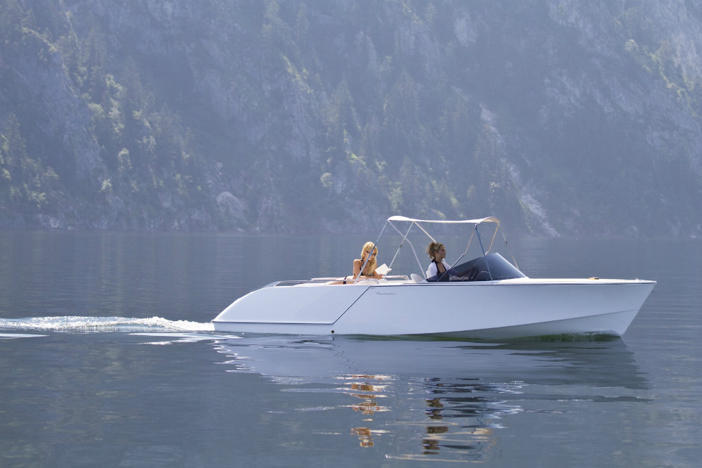 The Frauscher 650 Alassio electric boat.