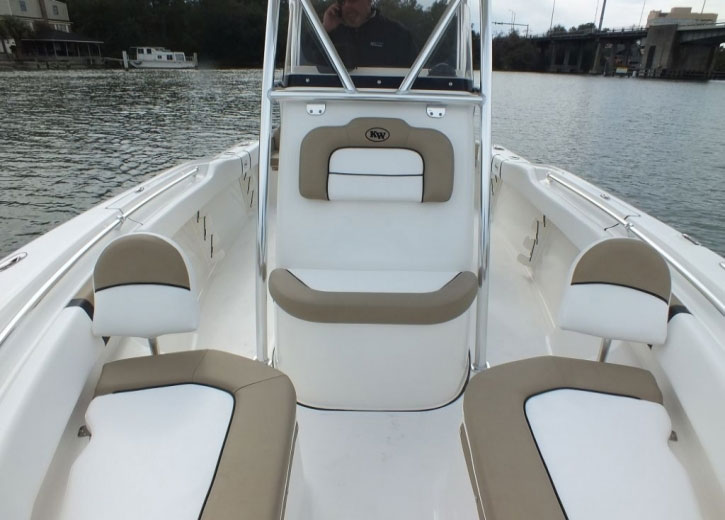 Pile the kids into the bow—there are plenty of comfy spots to relax on the Key West 219FS.
