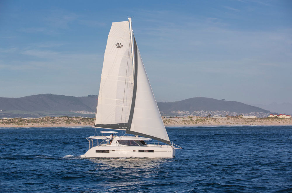 Gone are the swoopy lines and softened bulkheads; the Leopard 45 features angular lines both inside and out.