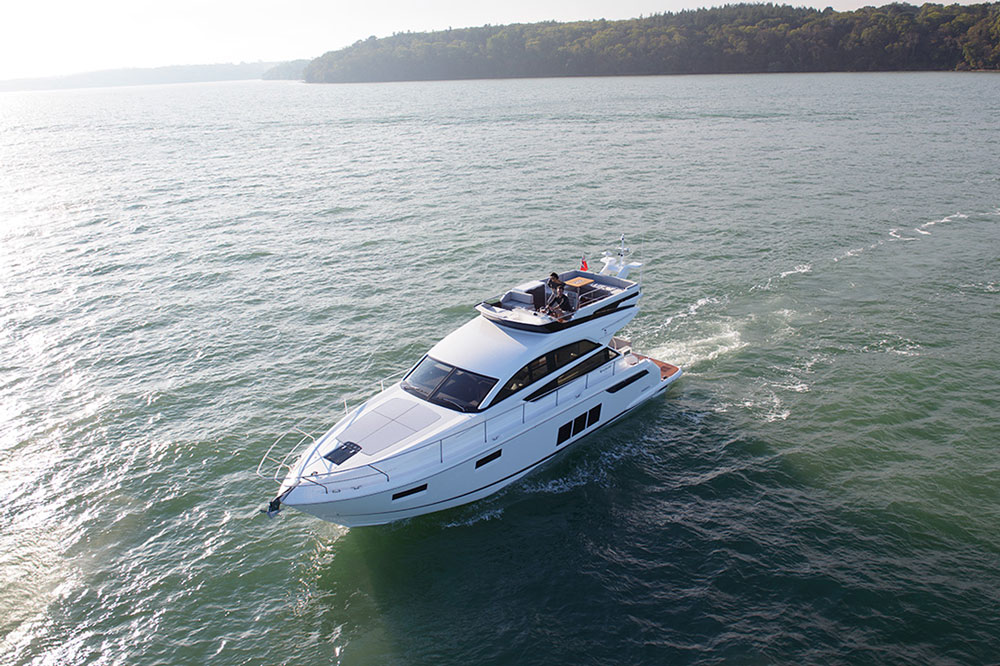 The main deck is all about having fun on the water, from the double sunpad on the bow to a hydraulic swim platform aft that makes water access easy and can carry a tender.