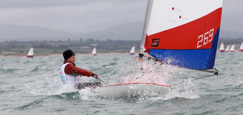 En route to winning the 2016 Topper World Championships in Ireland, Elliott Kuzyk sails downwind on a breezy day.