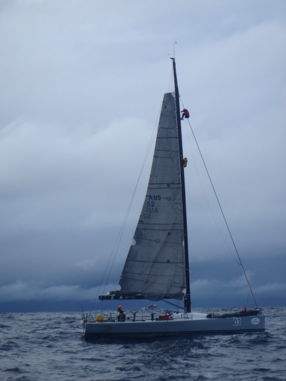 As a crewman in the Clipper Round The World Race, Gavin Reid swam to a stricken yacht and is shown here climbing the mast to help a crewman return safely to the deck. 